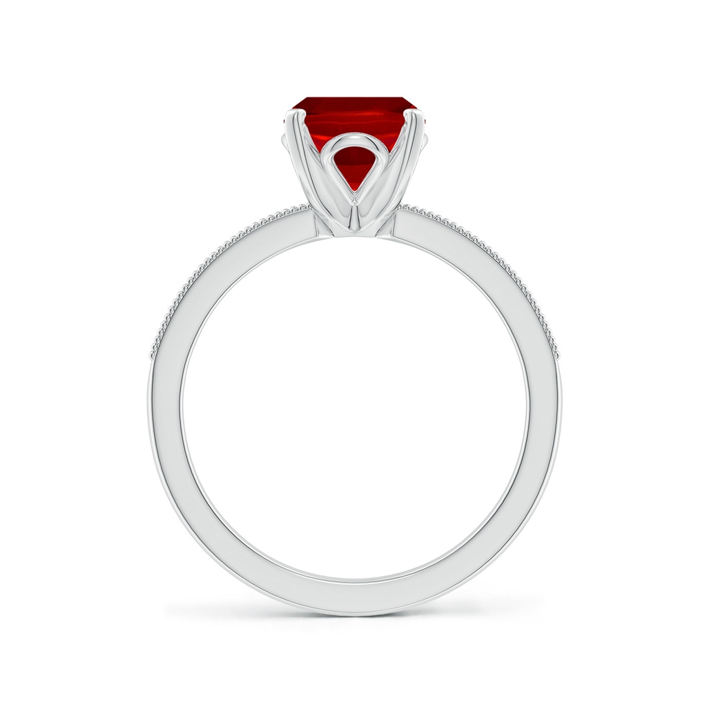 9x7mm Labgrown Lab-Grown Vintage Style Cushion Rectangular Ruby Engagement Ring with Accents in White Gold Side 199