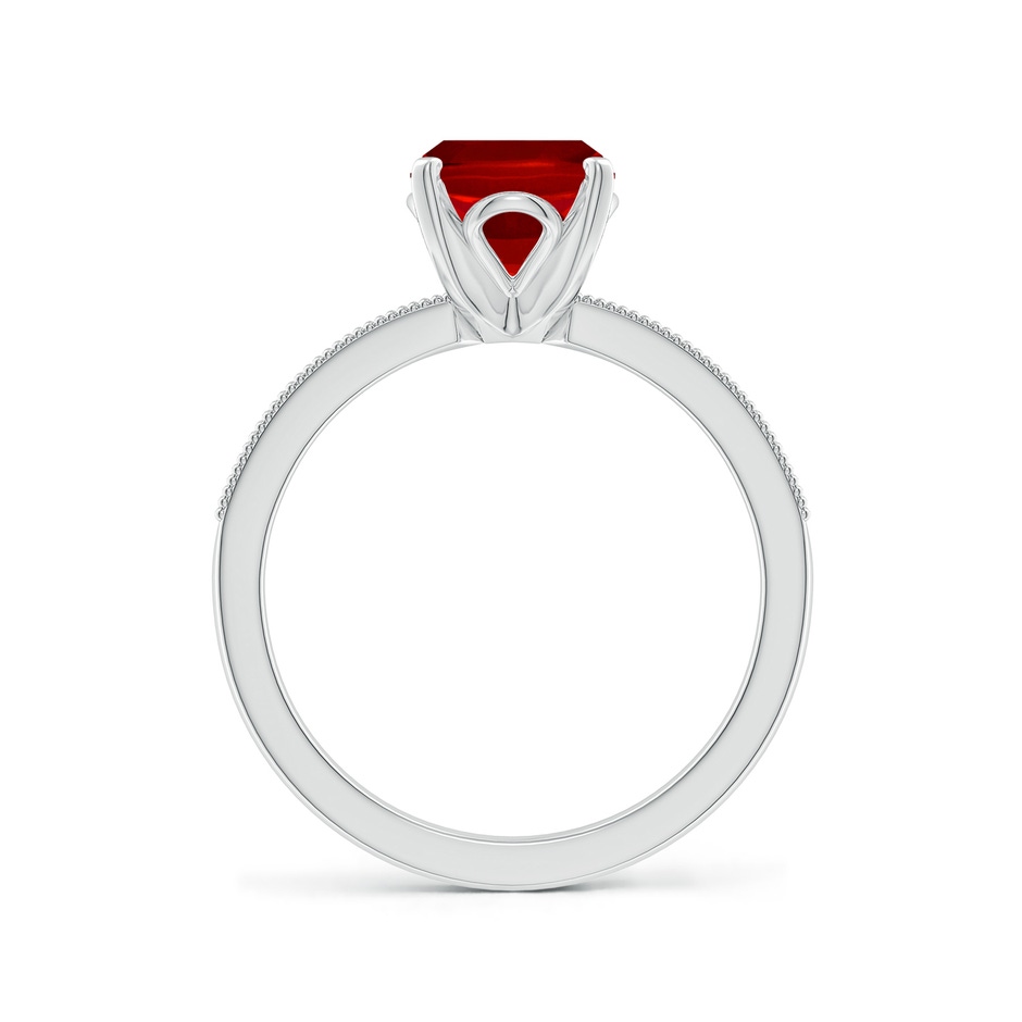 9x7mm Labgrown Lab-Grown Vintage Style Cushion Rectangular Ruby Engagement Ring with Accents in White Gold side 199