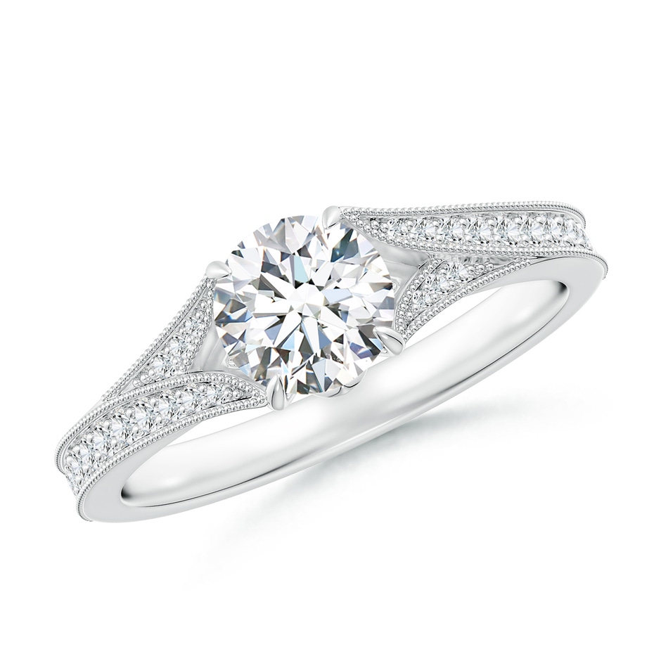 5.9mm FGVS Lab-Grown Vintage Inspired Round Diamond Split Shank Engagement Ring in 18K White Gold 