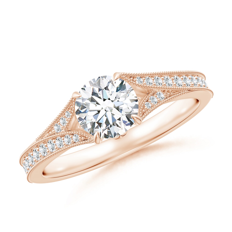 5.9mm FGVS Lab-Grown Vintage Inspired Round Diamond Split Shank Engagement Ring in Rose Gold 