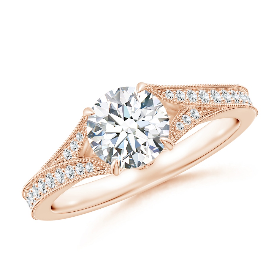 6.4mm FGVS Lab-Grown Vintage Inspired Round Diamond Split Shank Engagement Ring in Rose Gold 
