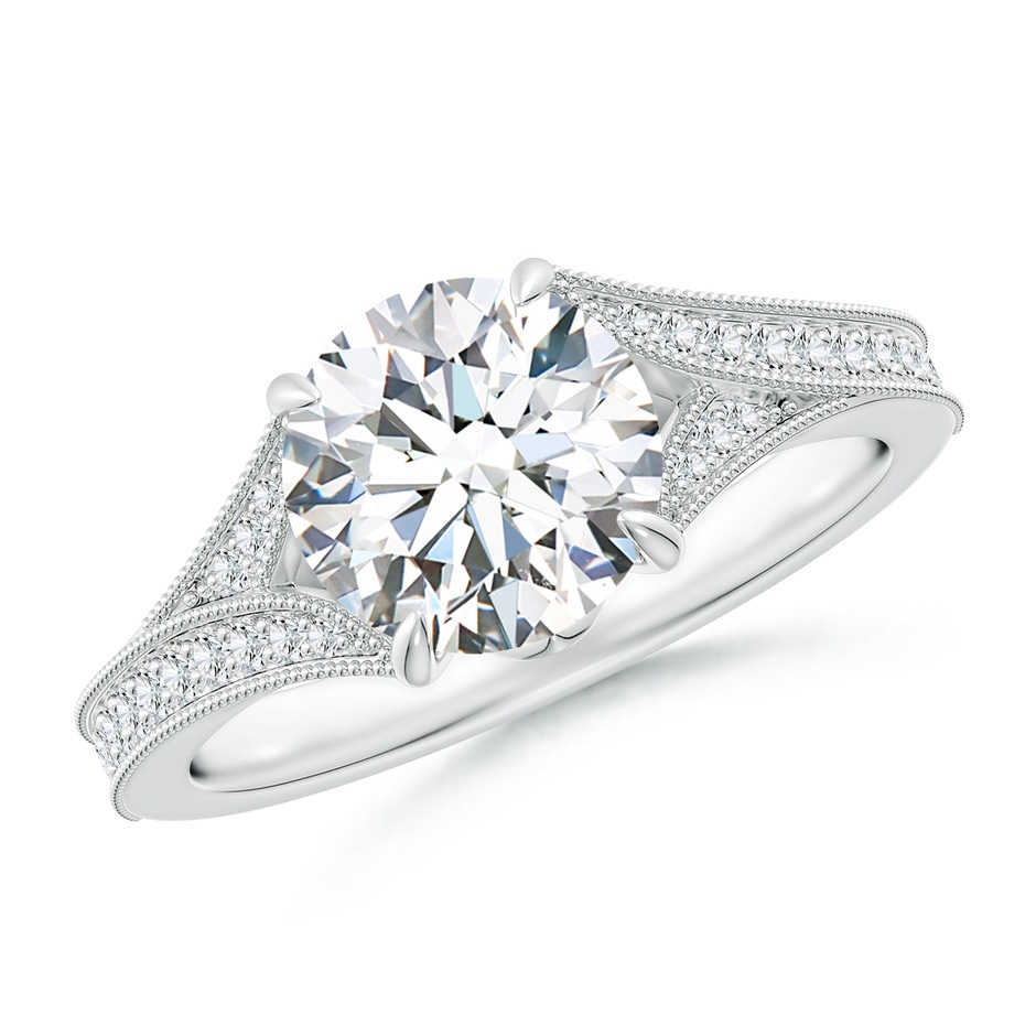 8mm FGVS Lab-Grown Vintage Inspired Round Diamond Split Shank Engagement Ring in White Gold 