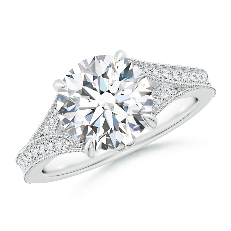 9.2mm FGVS Lab-Grown Vintage Inspired Round Diamond Split Shank Engagement Ring in White Gold 