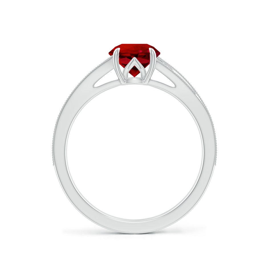 6.5mm Labgrown Lab-Grown Vintage Inspired Round Ruby Split Shank Engagement Ring in P950 Platinum side 199