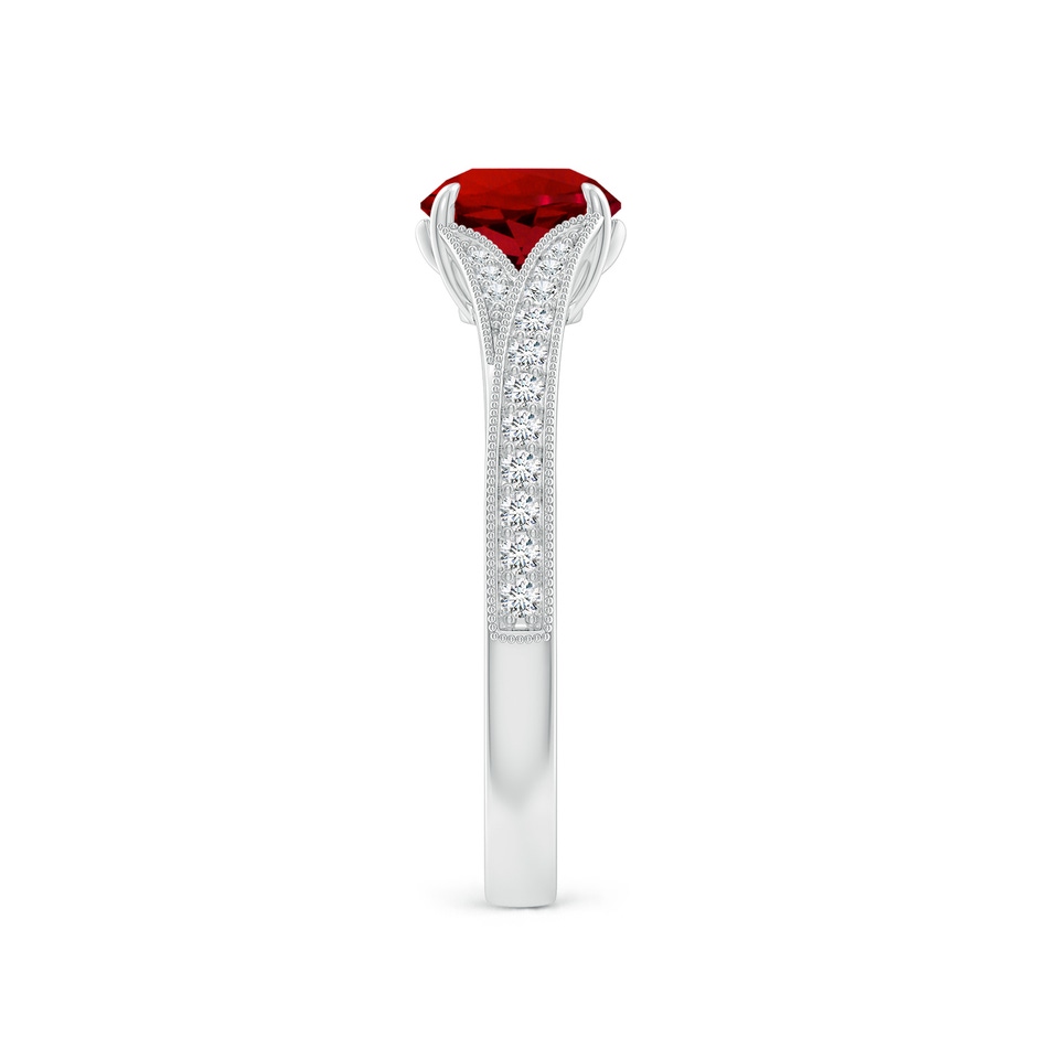6.5mm Labgrown Lab-Grown Vintage Inspired Round Ruby Split Shank Engagement Ring in P950 Platinum side 299