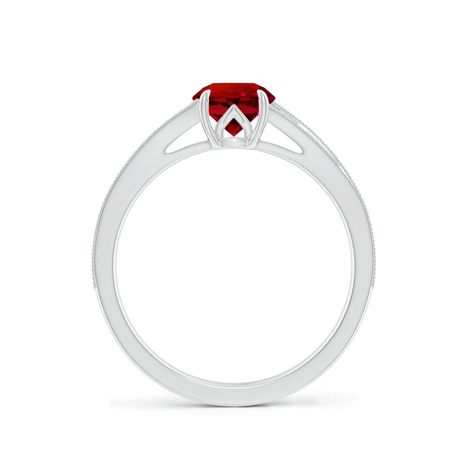 6mm Labgrown Lab-Grown Vintage Inspired Round Ruby Split Shank Engagement Ring in P950 Platinum side 199