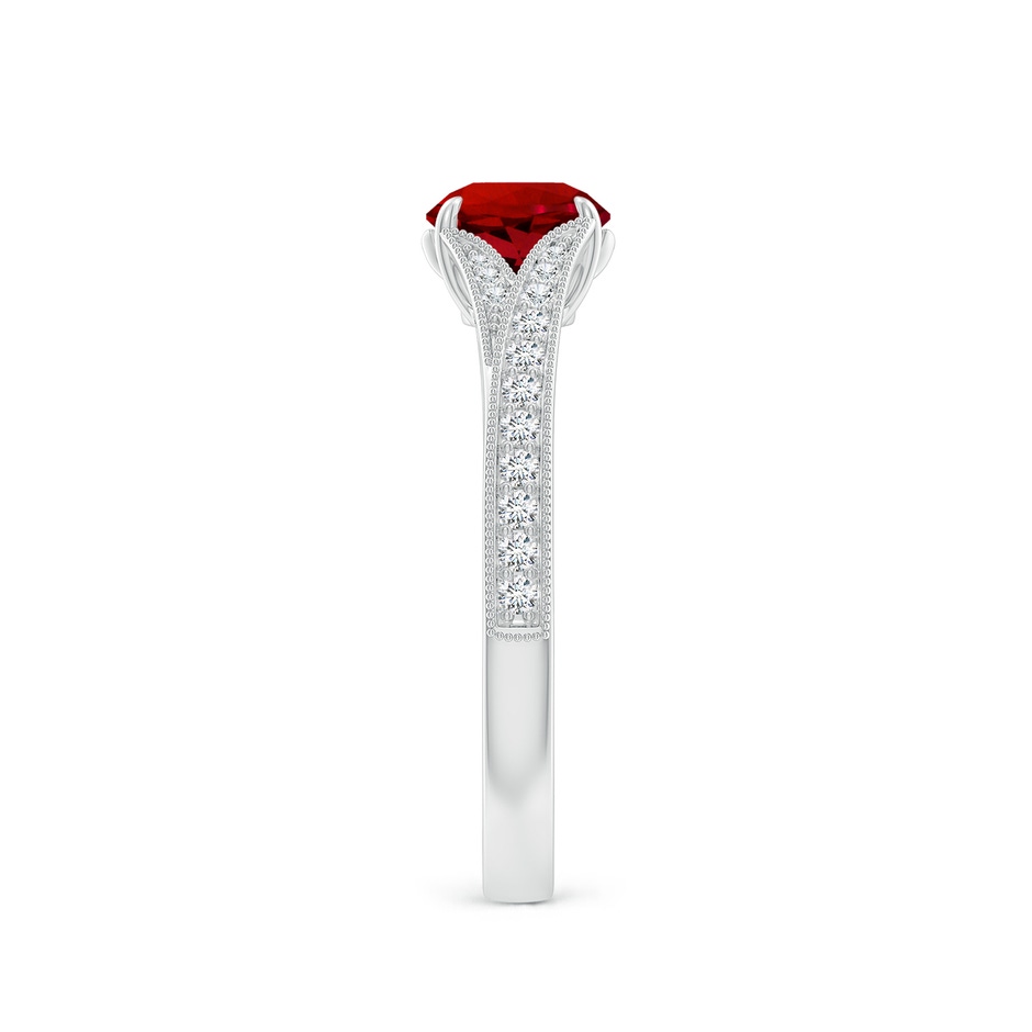 6mm Labgrown Lab-Grown Vintage Inspired Round Ruby Split Shank Engagement Ring in P950 Platinum side 299