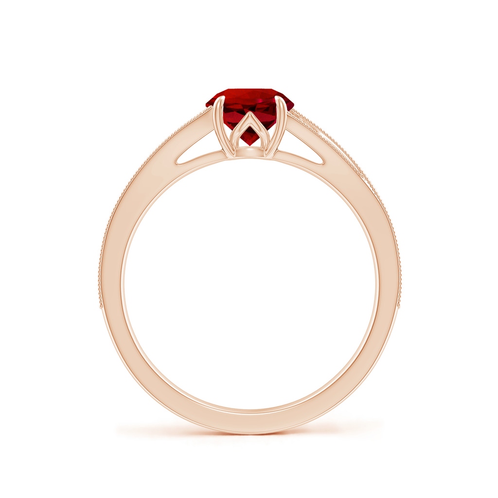 6mm Labgrown Lab-Grown Vintage Inspired Round Ruby Split Shank Engagement Ring in Rose Gold - side 199