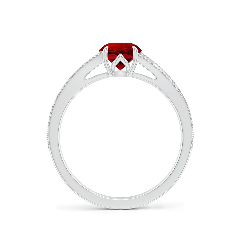 6mm Labgrown Lab-Grown Vintage Inspired Round Ruby Split Shank Engagement Ring in White Gold - side 199