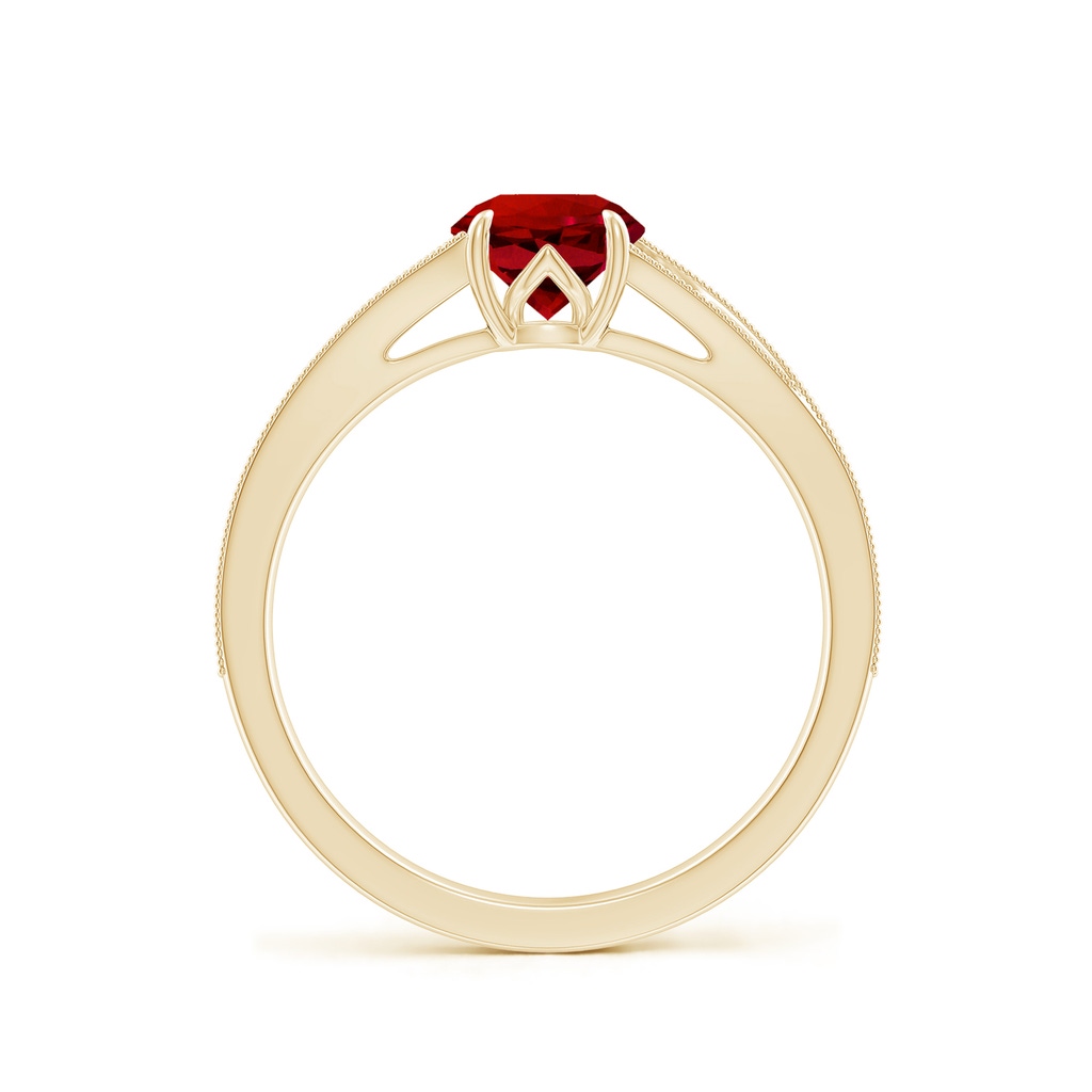 6mm Labgrown Lab-Grown Vintage Inspired Round Ruby Split Shank Engagement Ring in Yellow Gold - side 199