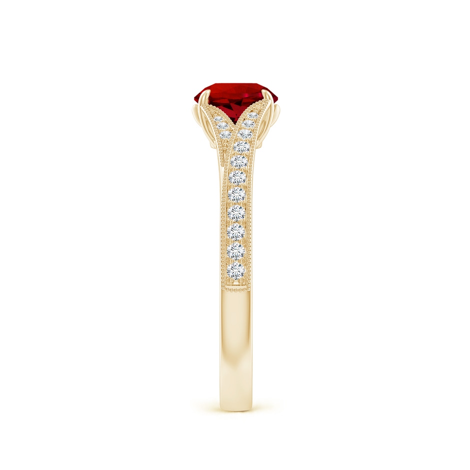 6mm Labgrown Lab-Grown Vintage Inspired Round Ruby Split Shank Engagement Ring in Yellow Gold side 299