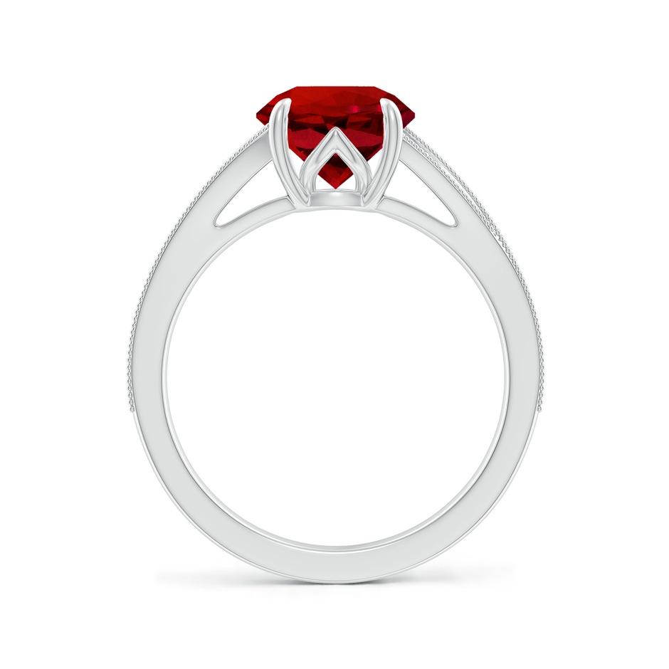 8mm Labgrown Lab-Grown Vintage Inspired Round Ruby Split Shank Engagement Ring in 18K White Gold side 199