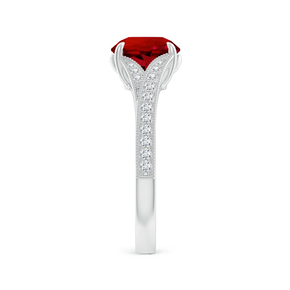 8mm Labgrown Lab-Grown Vintage Inspired Round Ruby Split Shank Engagement Ring in 18K White Gold side 299