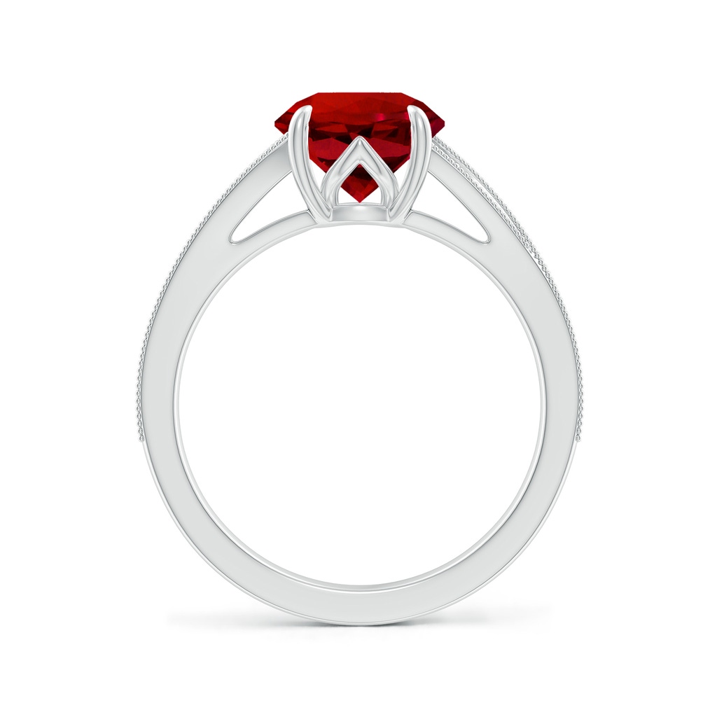 8mm Labgrown Lab-Grown Vintage Inspired Round Ruby Split Shank Engagement Ring in White Gold - side 199