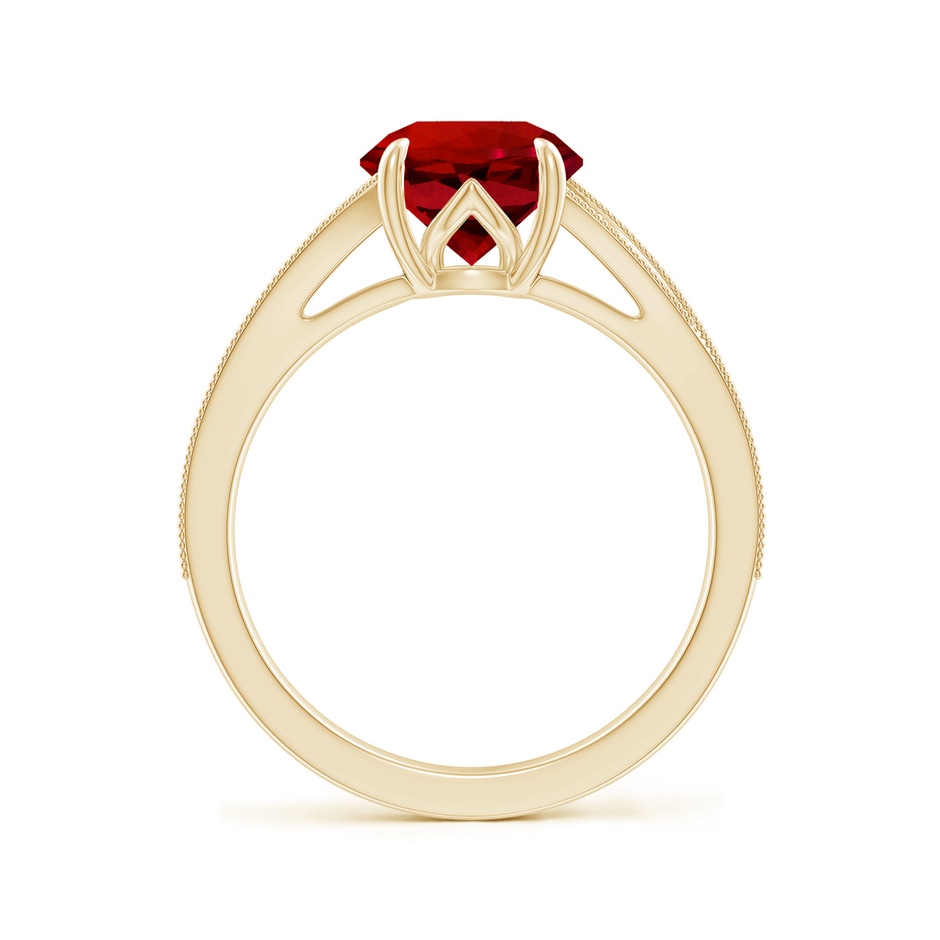 8mm Labgrown Lab-Grown Vintage Inspired Round Ruby Split Shank Engagement Ring in Yellow Gold side 199