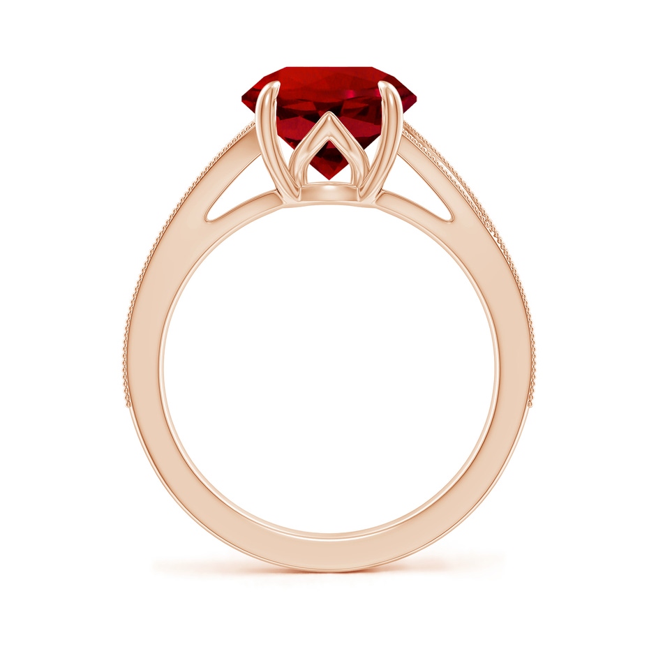 9mm Labgrown Lab-Grown Vintage Inspired Round Ruby Split Shank Engagement Ring in 18K Rose Gold side 199