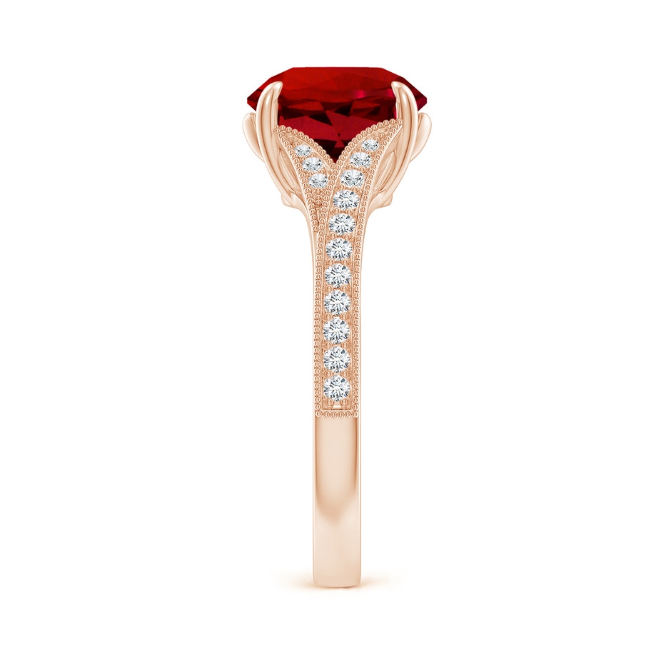 9mm Labgrown Lab-Grown Vintage Inspired Round Ruby Split Shank Engagement Ring in 18K Rose Gold side 299