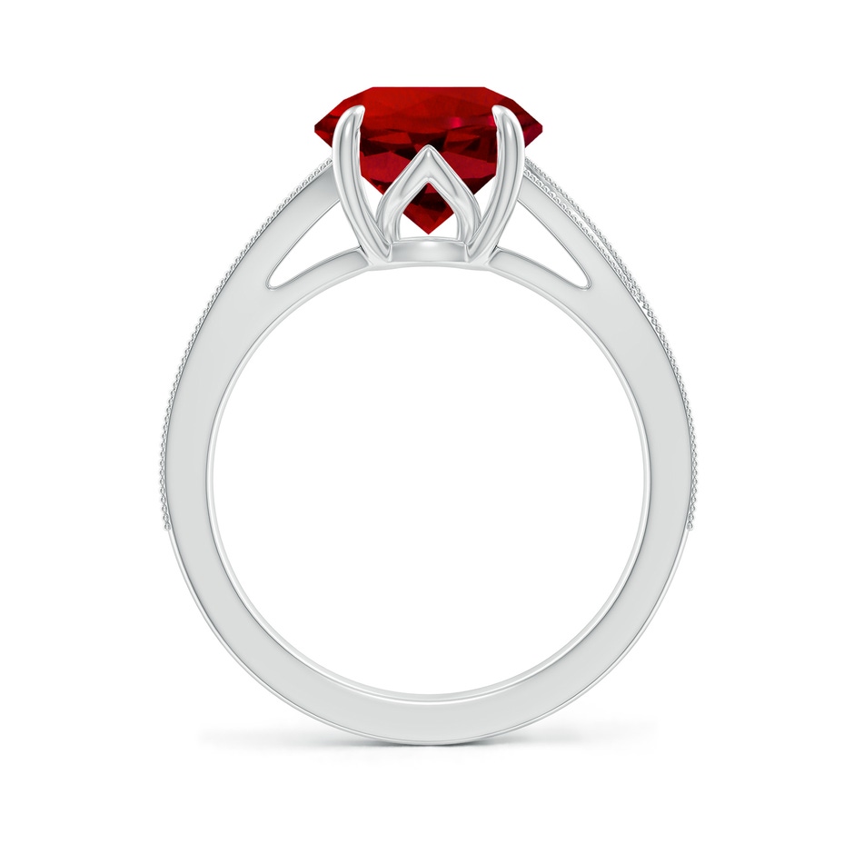 9mm Labgrown Lab-Grown Vintage Inspired Round Ruby Split Shank Engagement Ring in P950 Platinum side 199