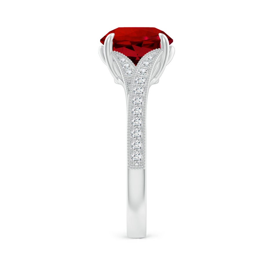 9mm Labgrown Lab-Grown Vintage Inspired Round Ruby Split Shank Engagement Ring in P950 Platinum side 299