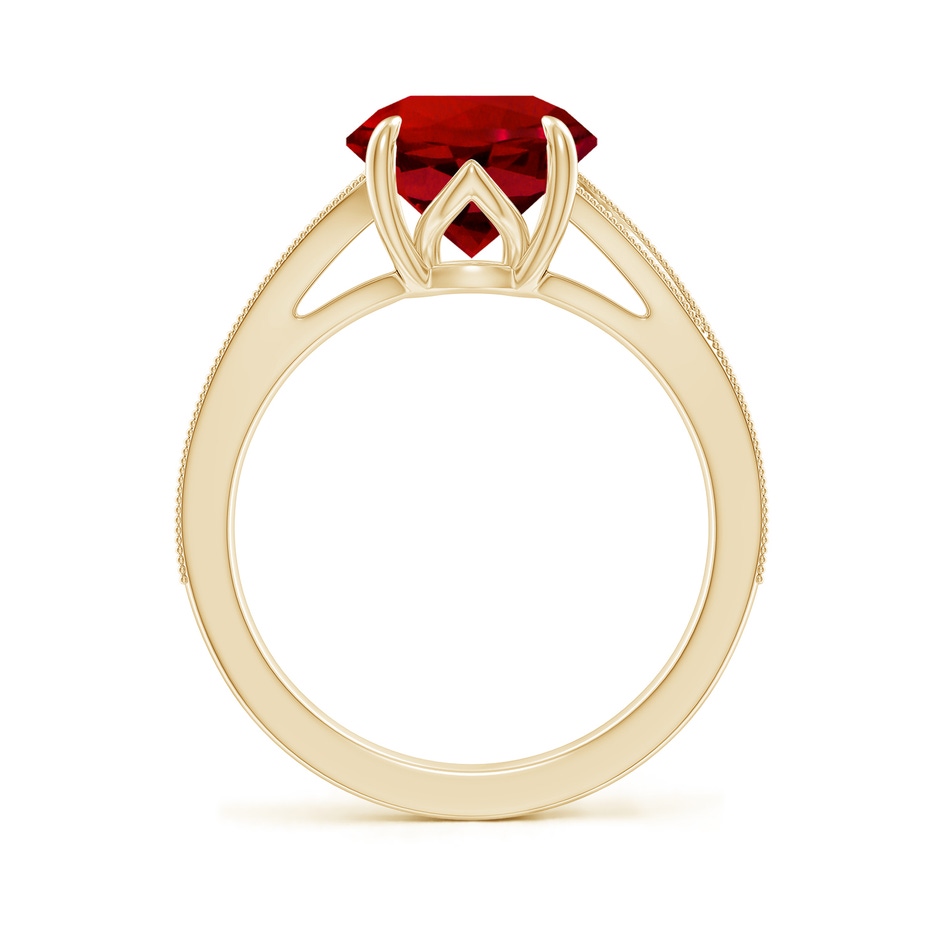 9mm Labgrown Lab-Grown Vintage Inspired Round Ruby Split Shank Engagement Ring in Yellow Gold side 199