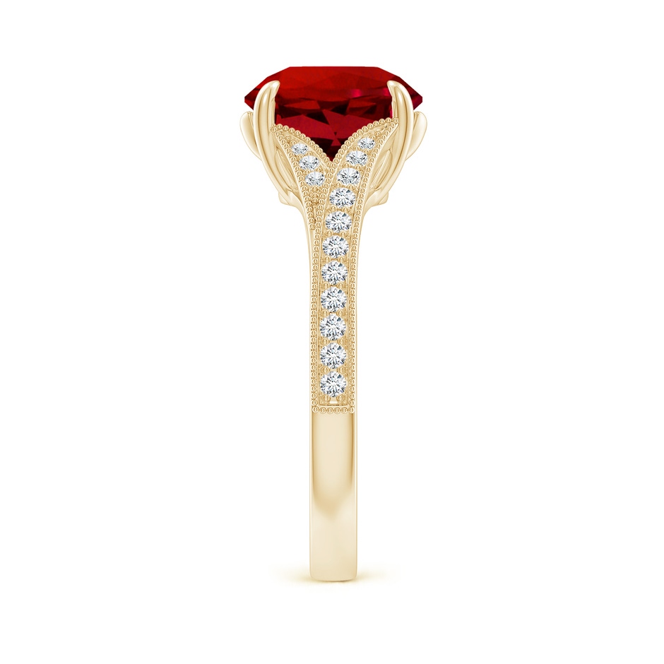 9mm Labgrown Lab-Grown Vintage Inspired Round Ruby Split Shank Engagement Ring in Yellow Gold side 299