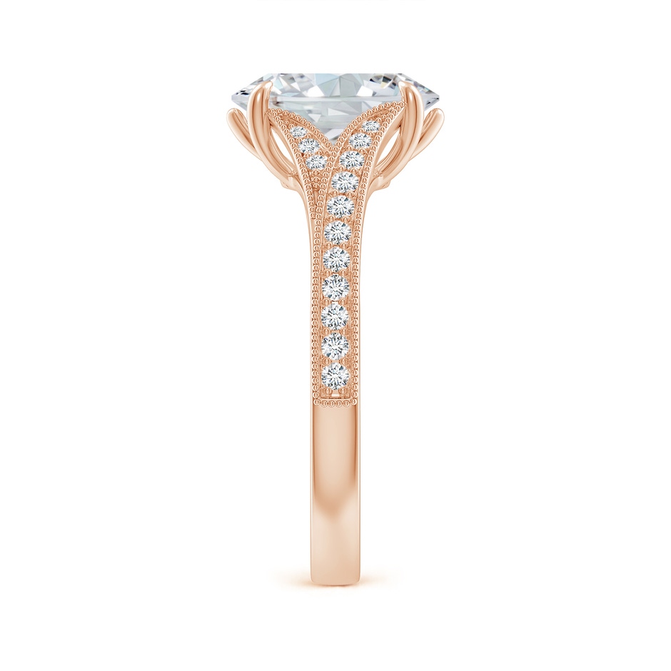 10x8mm FGVS Lab-Grown Vintage Inspired Oval Diamond Split Shank Engagement Ring in Rose Gold side 299
