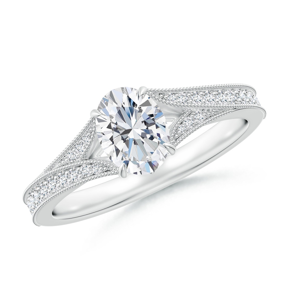 7x5mm FGVS Lab-Grown Vintage Inspired Oval Diamond Split Shank Engagement Ring in P950 Platinum 