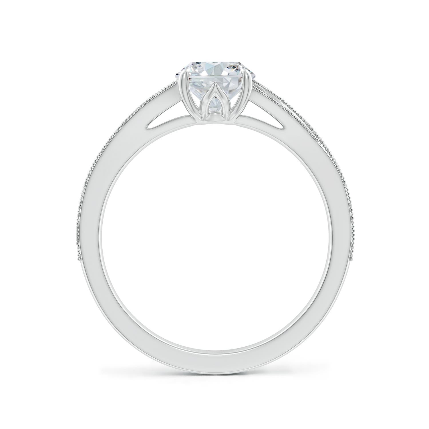 8x6mm FGVS Lab-Grown Vintage Inspired Oval Diamond Split Shank Engagement Ring in White Gold - side 3