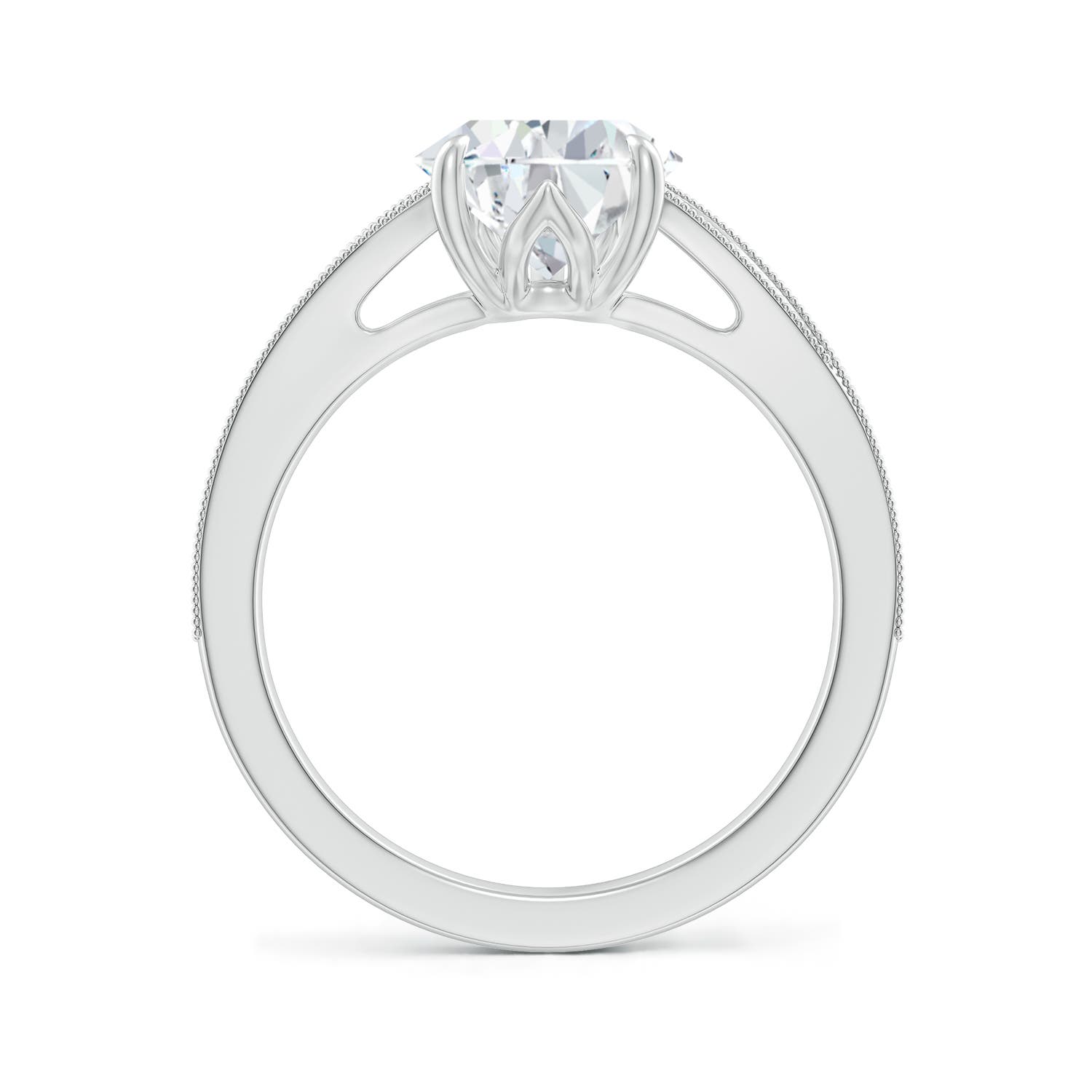10x8mm FGVS Lab-Grown Vintage Inspired Pear Diamond Split Shank Engagement Ring in White Gold