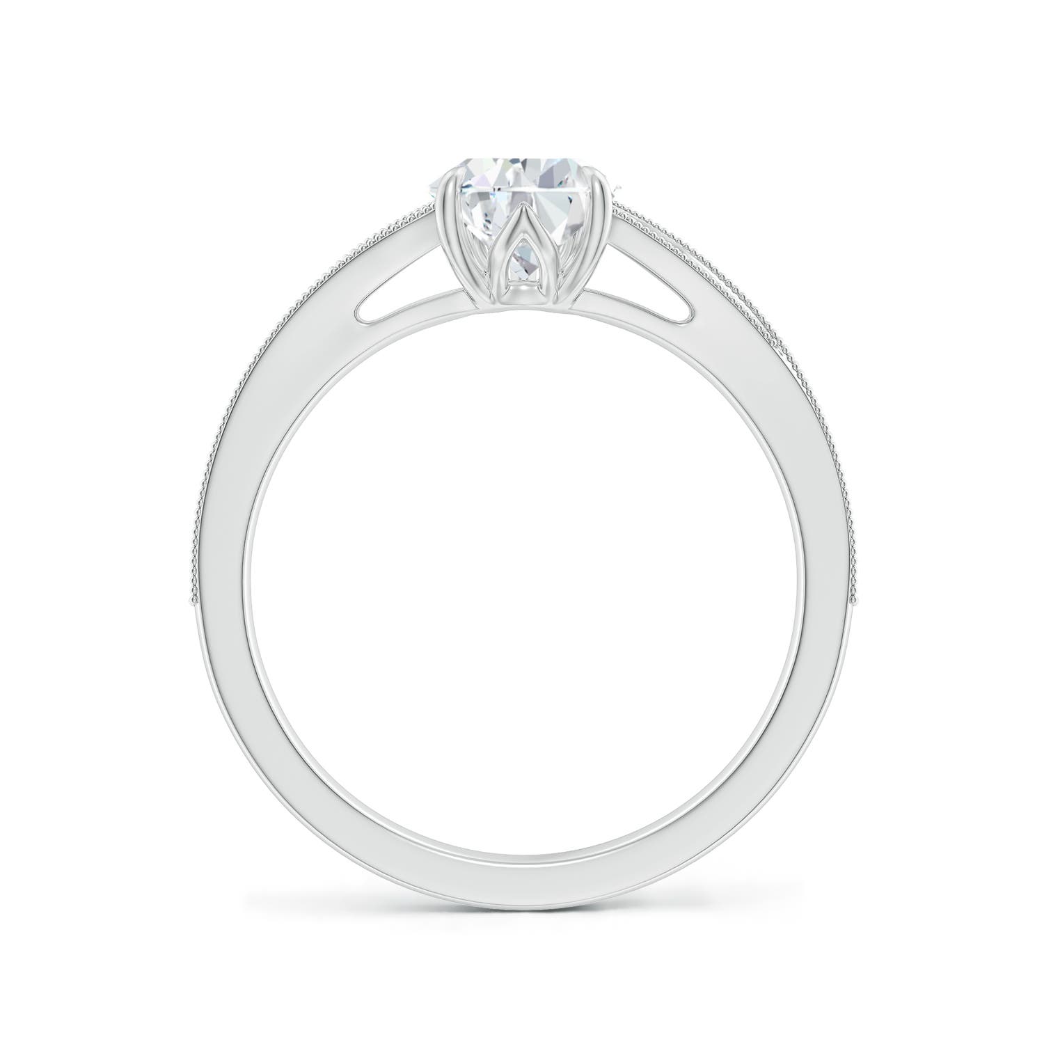 9.5x6mm FGVS Lab-Grown Vintage Inspired Pear Diamond Split Shank Engagement Ring in White Gold