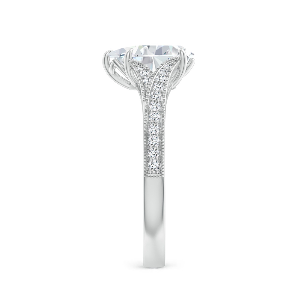 9.5x6mm FGVS Lab-Grown Vintage Inspired Pear Diamond Split Shank Engagement Ring in White Gold Side 299
