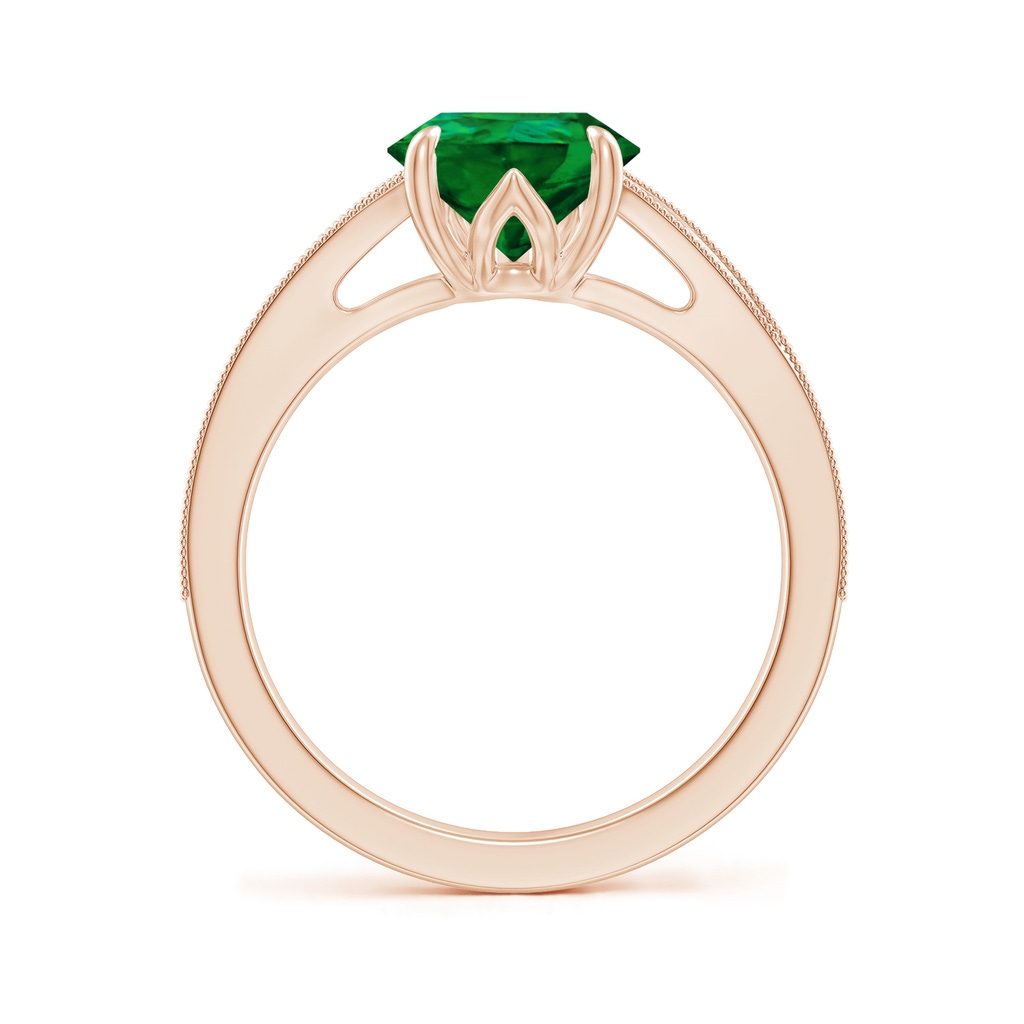 10x8mm Labgrown Lab-Grown Vintage Inspired Pear Emerald Split Shank Engagement Ring in Rose Gold - side 199