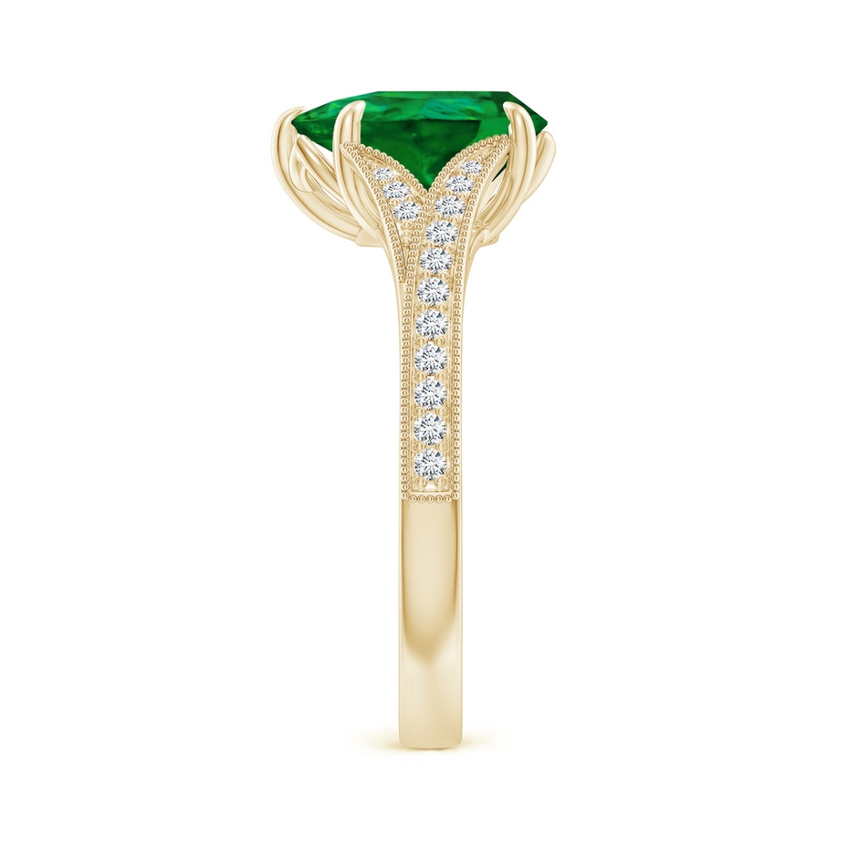 10x8mm Labgrown Lab-Grown Vintage Inspired Pear Emerald Split Shank Engagement Ring in Yellow Gold side 299
