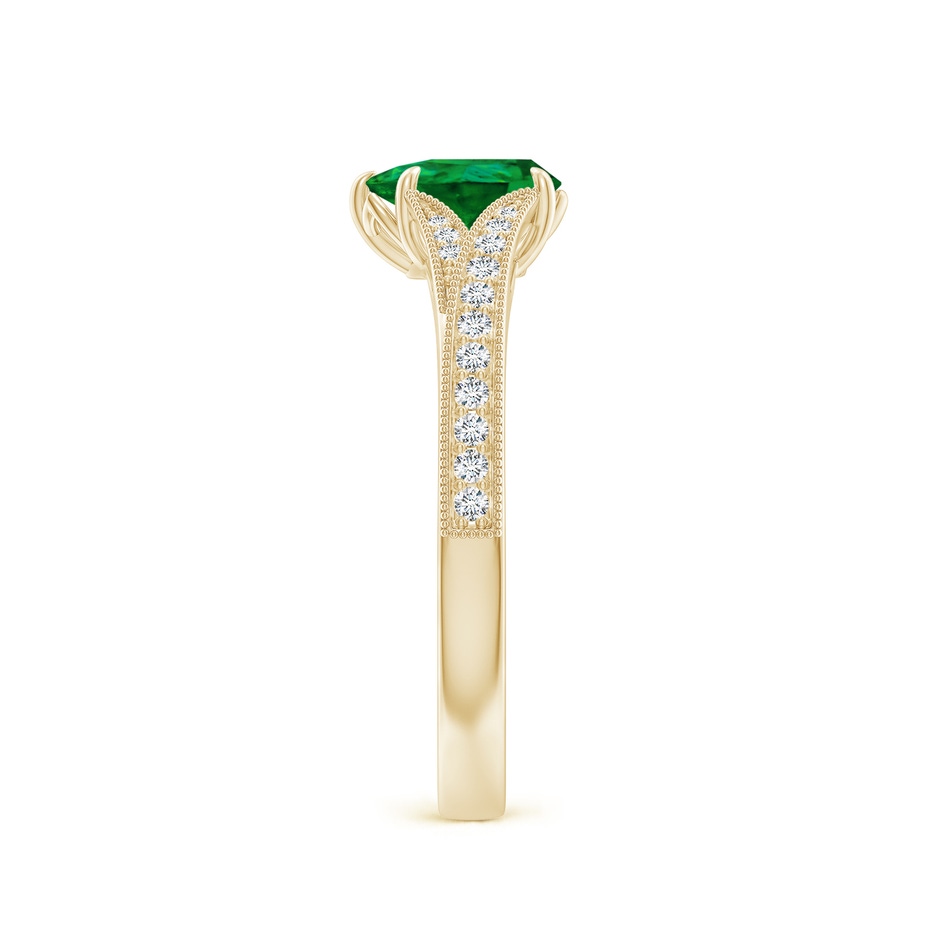 7x5mm Labgrown Lab-Grown Vintage Inspired Pear Emerald Split Shank Engagement Ring in Yellow Gold side 299