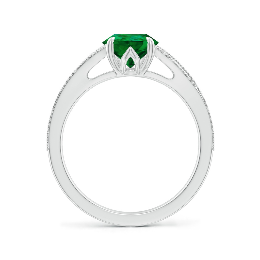 9x7mm Labgrown Lab-Grown Vintage Inspired Pear Emerald Split Shank Engagement Ring in White Gold - side 199