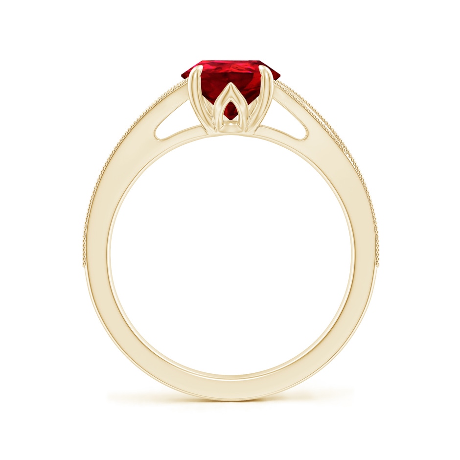 9x7mm Labgrown Lab-Grown Vintage Inspired Pear Ruby Split Shank Engagement Ring in Yellow Gold side 199