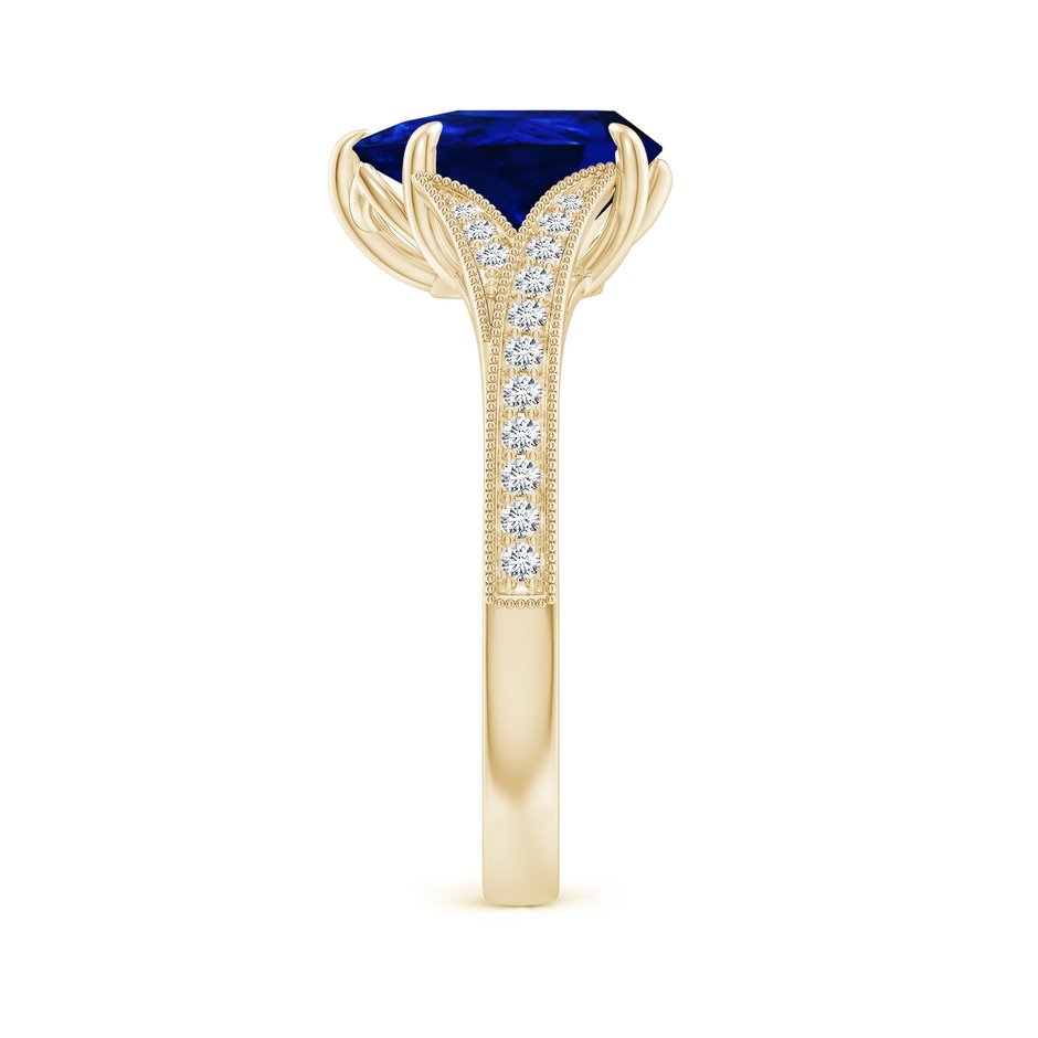 10x8mm Labgrown Lab-Grown Vintage Inspired Pear Blue Sapphire Split Shank Engagement Ring in Yellow Gold side 299