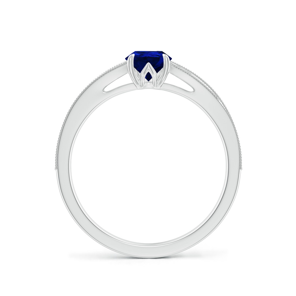 7x5mm Labgrown Lab-Grown Vintage Inspired Pear Blue Sapphire Split Shank Engagement Ring in 18K White Gold - side 199