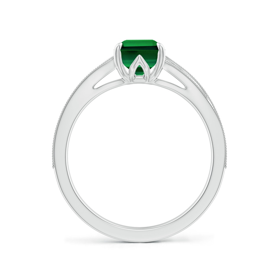 8x6mm Labgrown Lab-Grown Vintage Inspired Emerald-Cut Emerald Split Shank Engagement Ring in White Gold side 199