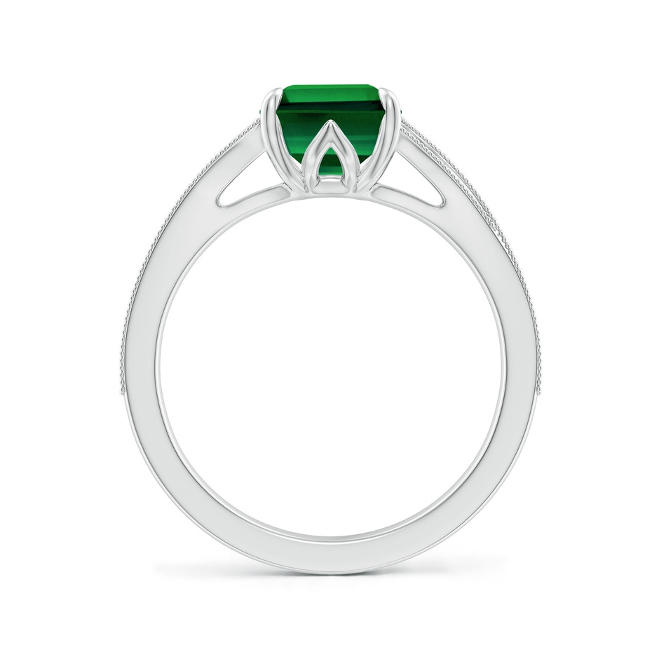 9x7mm Labgrown Lab-Grown Vintage Inspired Emerald-Cut Emerald Split Shank Engagement Ring in White Gold side 199