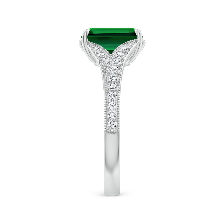 9x7mm Labgrown Lab-Grown Vintage Inspired Emerald-Cut Emerald Split Shank Engagement Ring in White Gold side 299