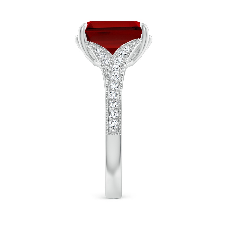 10x8mm Labgrown Lab-Grown Vintage Inspired Emerald-Cut Ruby Split Shank Engagement Ring in P950 Platinum side 299