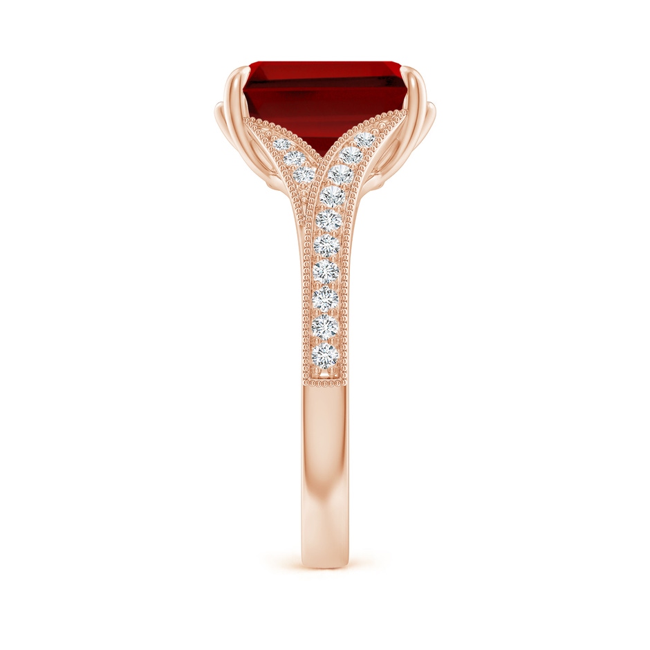10x8mm Labgrown Lab-Grown Vintage Inspired Emerald-Cut Ruby Split Shank Engagement Ring in Rose Gold side 299