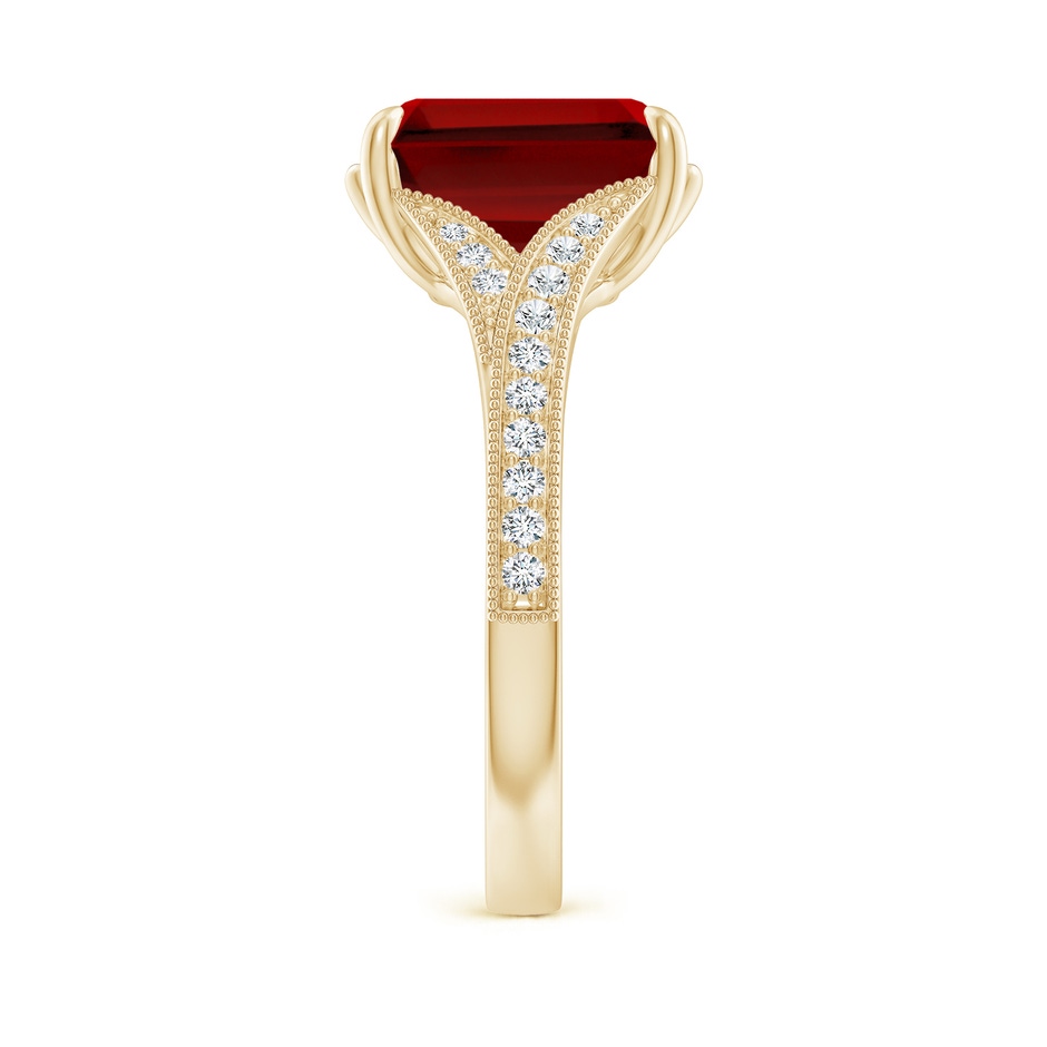 10x8mm Labgrown Lab-Grown Vintage Inspired Emerald-Cut Ruby Split Shank Engagement Ring in Yellow Gold side 299