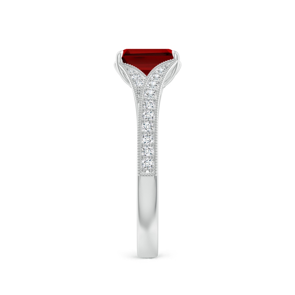 7x5mm Labgrown Lab-Grown Vintage Inspired Emerald-Cut Ruby Split Shank Engagement Ring in 9K White Gold side 299