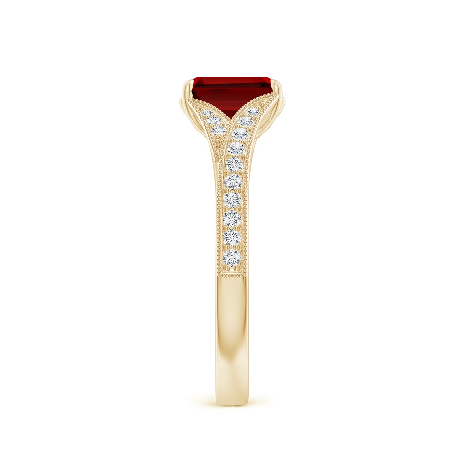 7x5mm Labgrown Lab-Grown Vintage Inspired Emerald-Cut Ruby Split Shank Engagement Ring in 9K Yellow Gold side 299