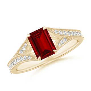 Emerald Cut Lab-Grown Lab Grown Ruby