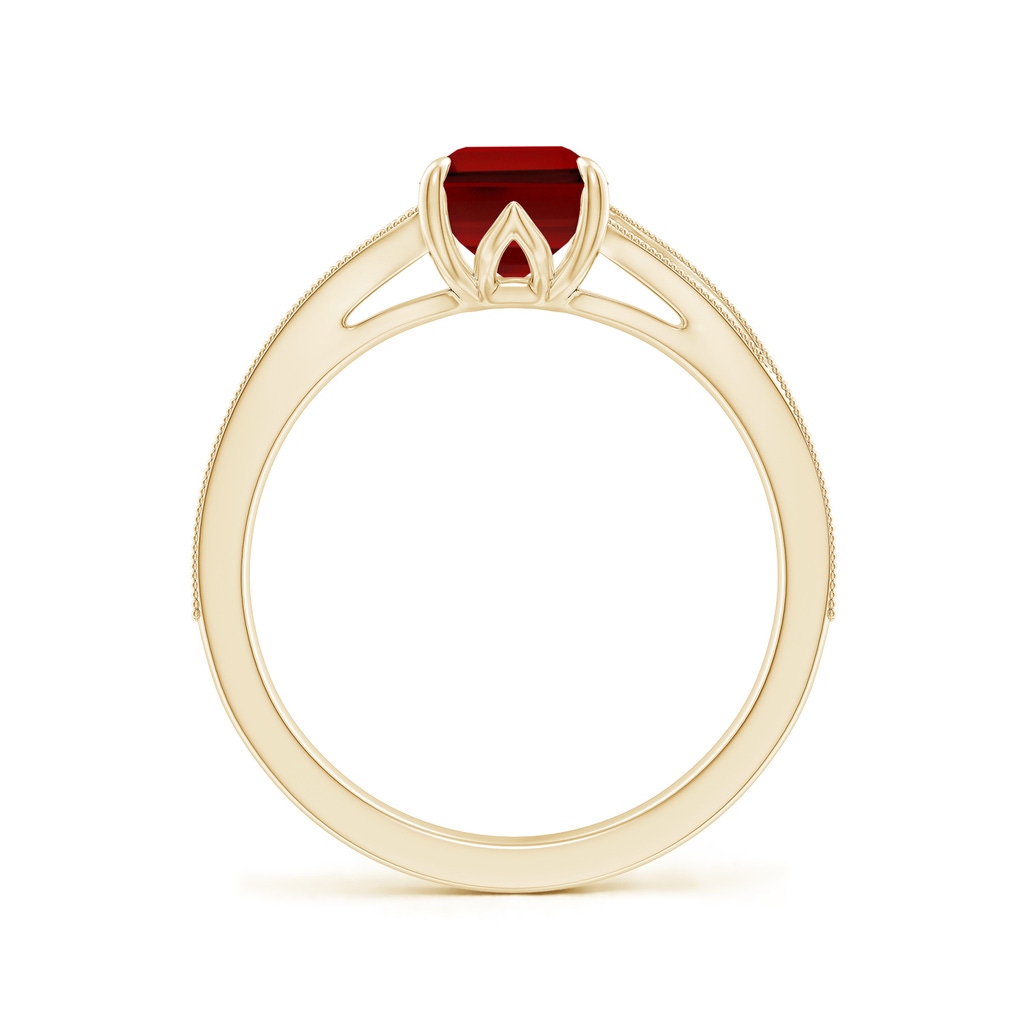 8x6mm Labgrown Lab-Grown Vintage Inspired Emerald-Cut Ruby Split Shank Engagement Ring in Yellow Gold - side 199