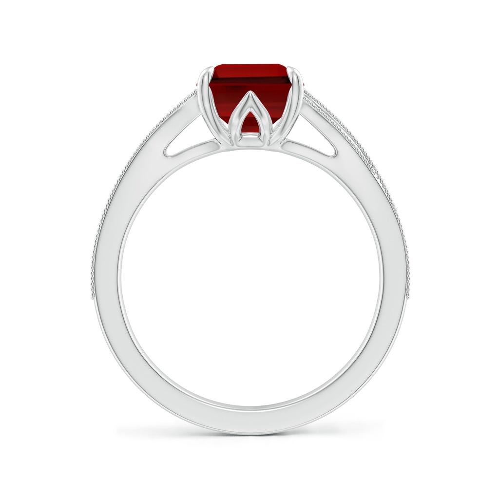 9x7mm Labgrown Lab-Grown Vintage Inspired Emerald-Cut Ruby Split Shank Engagement Ring in White Gold - side 199