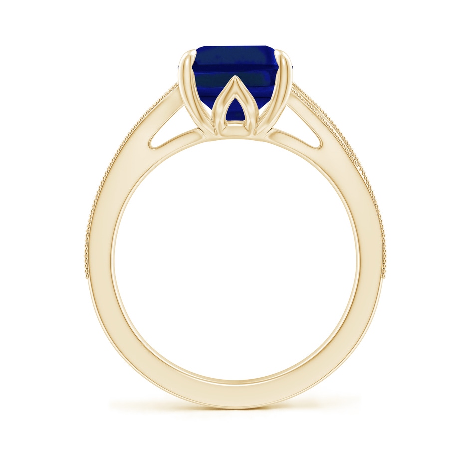 10x8mm Labgrown Lab-Grown Vintage Inspired Emerald-Cut Blue Sapphire Split Shank Engagement Ring in 18K Yellow Gold side 199
